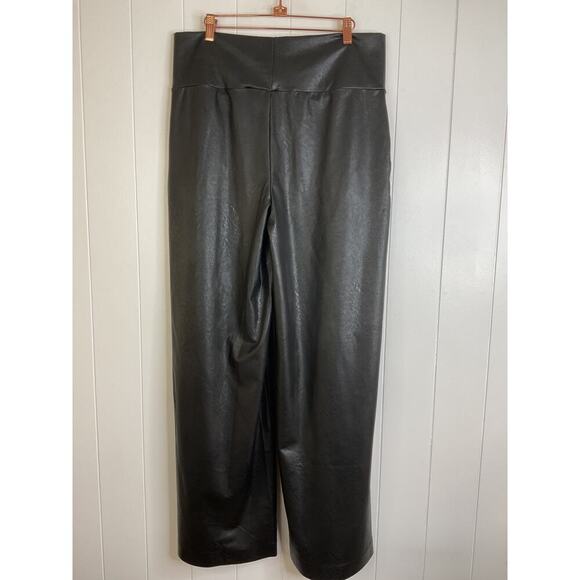 Commando Black Faux Leather Wide Leg High Waist Pull On Pants Size Large NWT - Picture 7 of 9